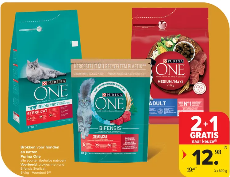 Promotie: Brokken voor honden en katten Purina One