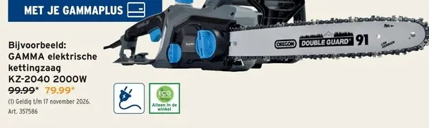 Promotie: GAMMA elektrische kettingzaag KZ-2040 2000W