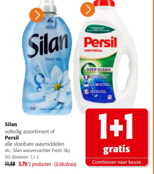 Promotie: Silan volledig assortiment of Persil alle vloeibare wasmiddelen