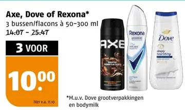 Aanbieding: Axe, Dove of Rexona bussen/flacons