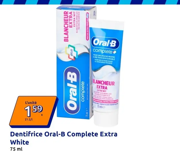 Offre: Dentifrice Oral-B Complete Extra White