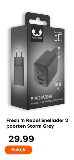 Aanbieding: Snellader 2 poorten Storm Grey