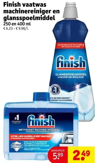 Aanbieding: Finish vaatwas machinereiniger en glansspoelmiddel