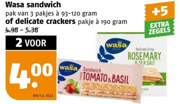 Aanbieding: Wasa sandwich of delicate crackers