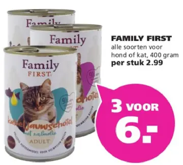 Aanbieding: Family First alle soorten voor hond of kat