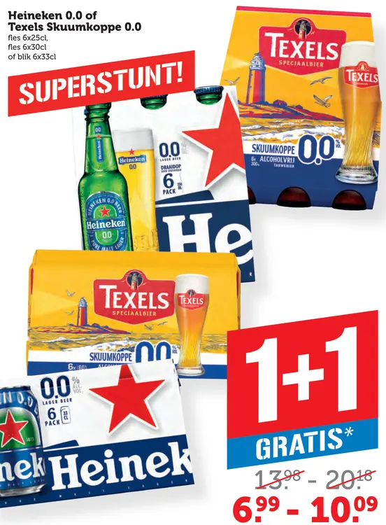 Aanbieding: Heineken 0.0 of Texels Skuumkoppe 0.0