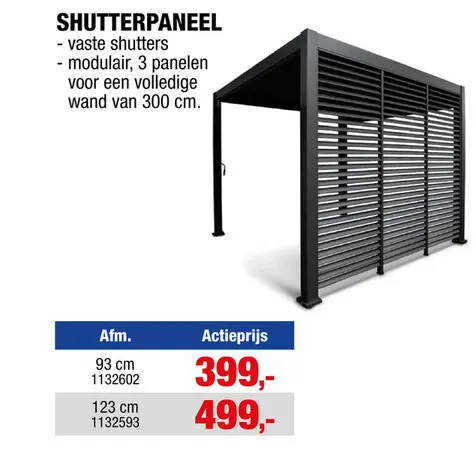 Promotie: Neo paveljoen shutter paneel vast 93x235cm 3m antraciet