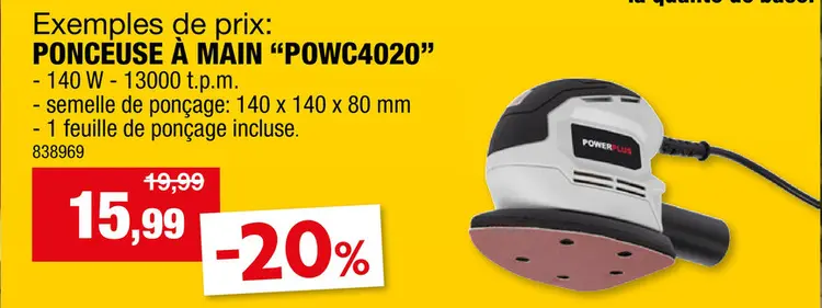 Offre: Powerplus EG POWC4020 ponceuse à  main 130W