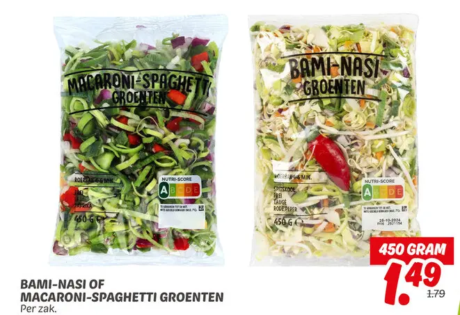 Bami-nasi of macaroni-spaghetti groenten