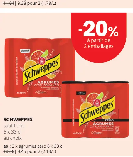 Offre: Schweppes sauf tonic