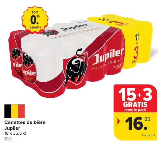 Offre: Canettes de bière Jupiler