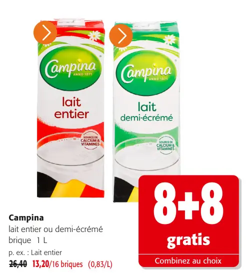 Offre: lait entier ou demi-écrémé