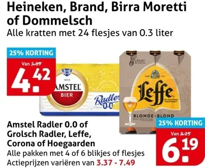 Aanbieding: Heineken, Brand, Birra Moretti of Dommelsch