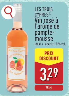 Offre: Vin rosé à l'arôme de pamplemousse