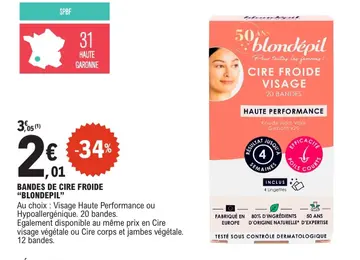 Offre: Bandes de cire froide