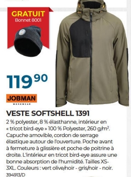 Offre: VESTE SOFTSHELL 1391