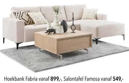 Aanbieding: Hoekbank Fabria en Salontafel Famosa