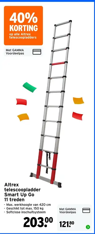 Aanbieding: Altrex telescoopladder Smart Up Go 11 treden