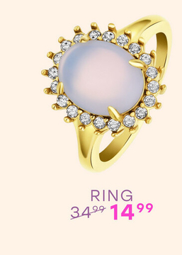 Aanbieding: Stalen goldplated vintage ring met bloem opaal