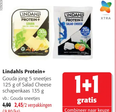 Promotie: Lindahls Protein+ Gouda of Salad Cheese