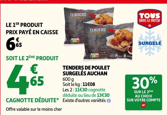 Promotie: Tenders de poulet surgelés