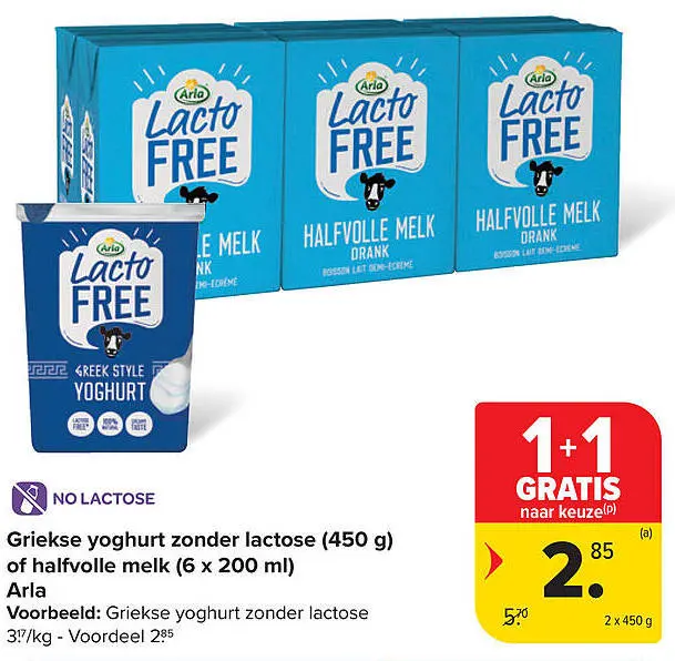 Promotie: Griekse yoghurt zonder lactose of halfvolle melk