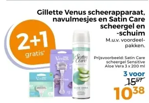 Aanbieding: Gillette Venus scheerapparaat, navulmesjes en Satin Care scheergel en schuim