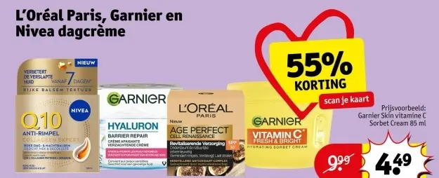 Aanbieding: L'Oréal Paris, Garnier en Nivea dagcrème