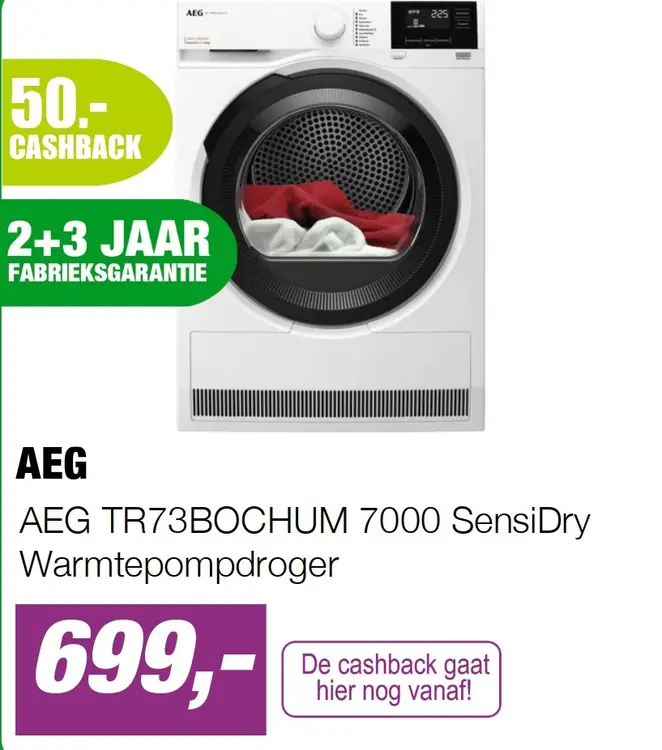 Aanbieding: AEG TR73BOCHUM 7000 SensiDry Warmtepompdroger