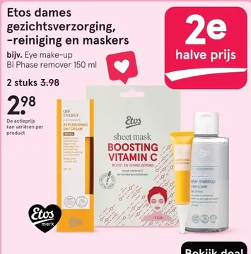 Aanbieding: Etos dames gezichtsverzorging, -reiniging en maskers