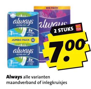 Aanbieding: Alle varianten maandverband of inlegkruisjes