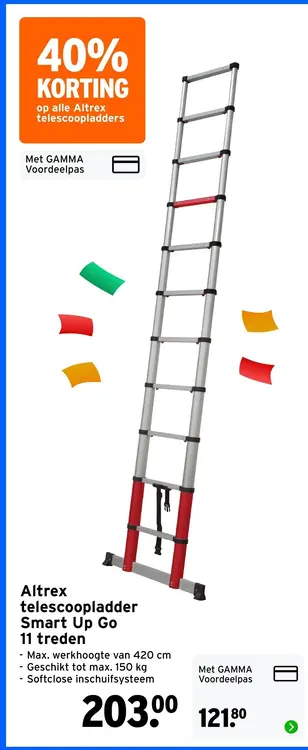 Aanbieding: Altrex telescoopladder Smart Up Go 11 treden