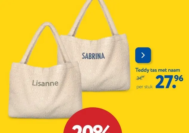 Aanbieding: Teddy tas met naam