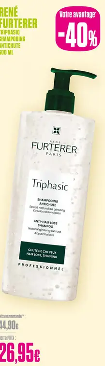 Offre: René Furterer Triphasic Shampooing Antichute 500Ml