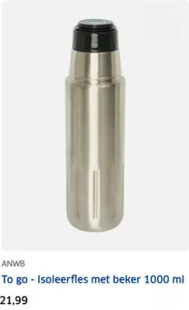 Aanbieding: ANWB To go - Isoleerfles met beker 1000 ml