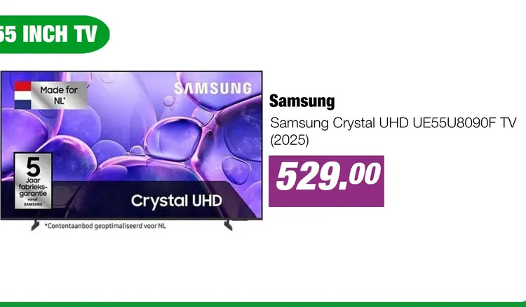 Aanbieding: Samsung Crystal UHD UE55U8090F TV (2025)