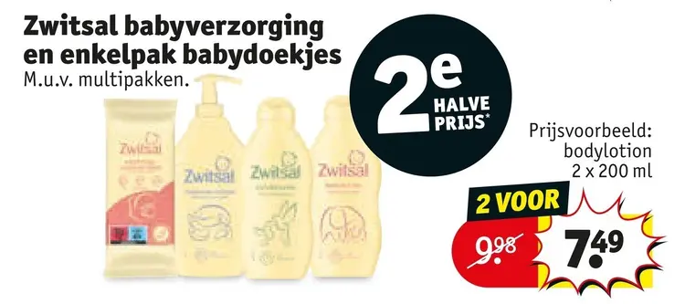 Aanbieding: Zwitsal babyverzorging en enkelpak babydoekjes