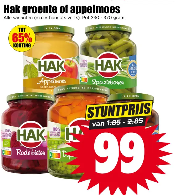 Aanbieding: Groente of appelmoes uit pot