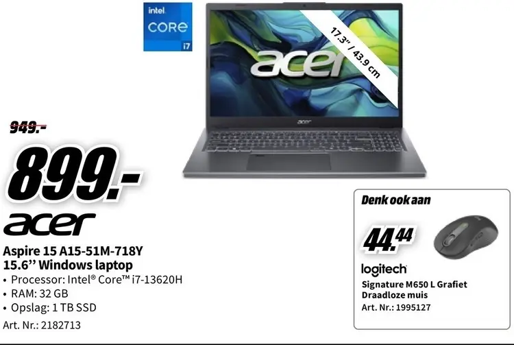 Promotie: Aspire 15 A15-51M-718Y Windows laptop