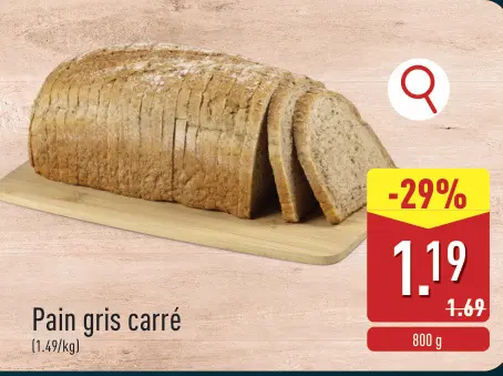 Offre: Pain gris carré