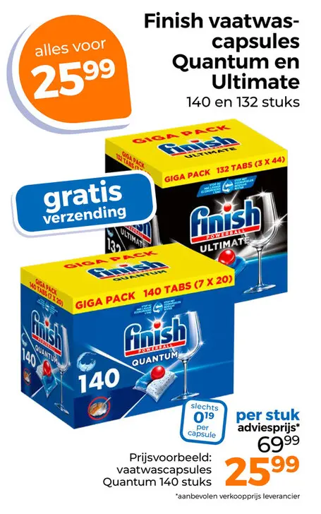 Aanbieding: Finish vaatwascapsules Quantum en Ultimate