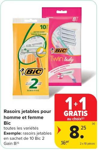 Offre: Rasoirs jetables pour homme et femme