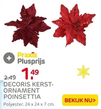 Aanbieding: Decoris kerstornament poinsettia