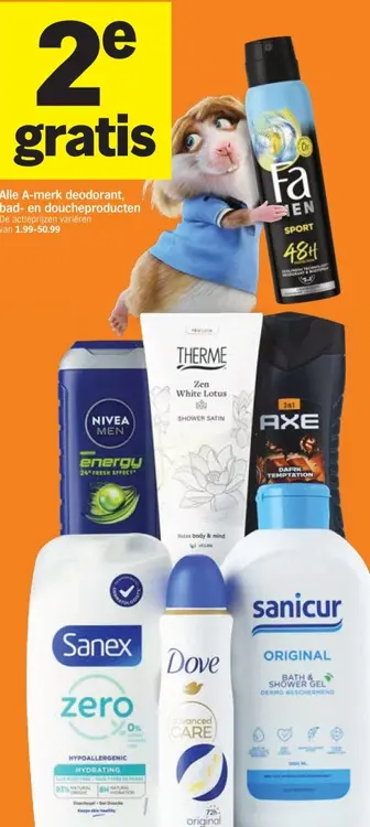 Aanbieding: Alle A-merk deodorant, bad- en doucheproducten