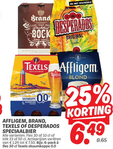 Aanbieding: Affligem, Brand, Texels or Desperados Speciaalbier