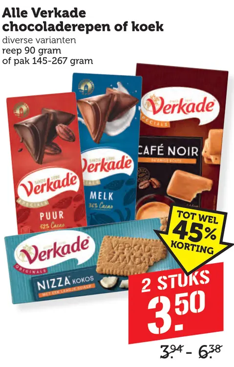 Aanbieding: Alle Verkade chocoladerepen of koek