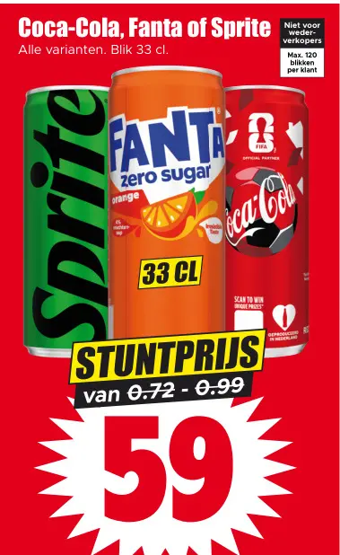 Aanbieding: Coca-Cola, Fanta or Sprite