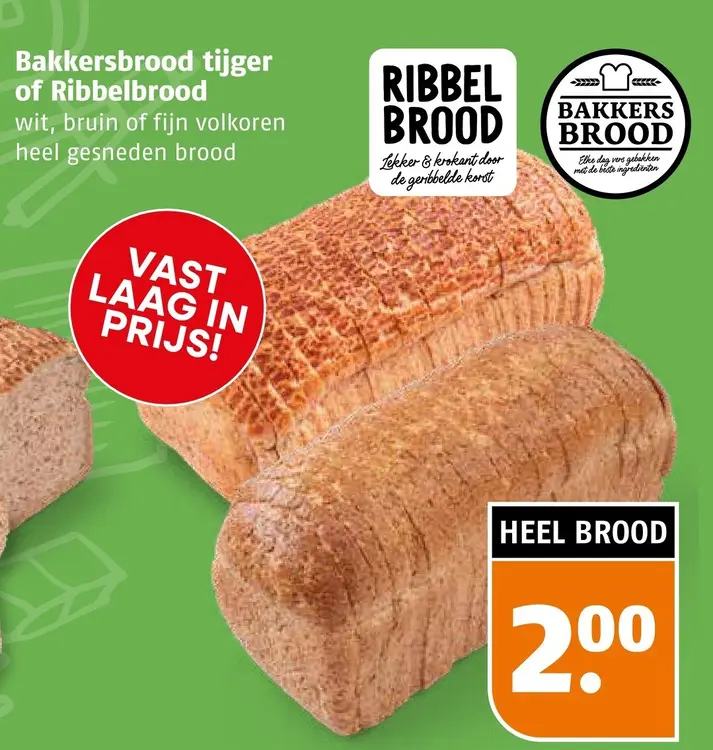 Aanbieding: Bakkersbrood tijger of Ribbelbrood