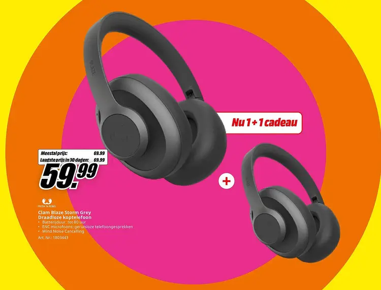 Aanbieding: Clam Blaze Storm Grey Draadloze koptelefoon