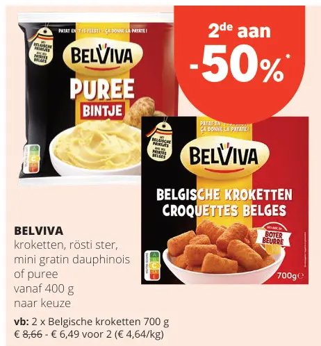 Promotie: kroketten, rösti ster, mini gratin dauphinois of puree